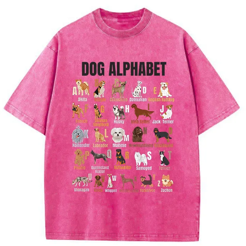 Tokyo-Tiger Alphabet For Dogs Washed T-Shirt Sale