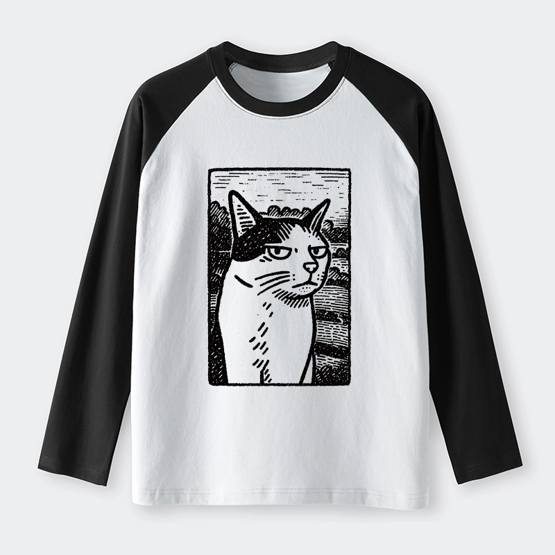 Tokyo-Tiger Cat's Hateful Eyes Raglan Long Sleeve T-shirt