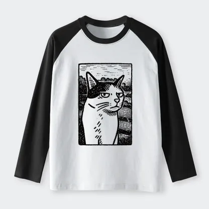 Tokyo-Tiger Cat's Hateful Eyes Raglan Long Sleeve T-shirt