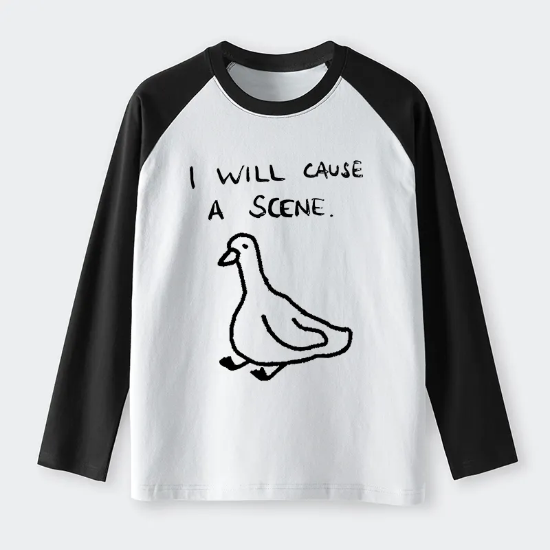 Tokyo-Tiger Stupid Goose Funny Japan Retro Raglan Long Sleeve T-shirt