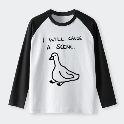 Tokyo-Tiger Stupid Goose Funny Japan Retro Raglan Long Sleeve T-shirt