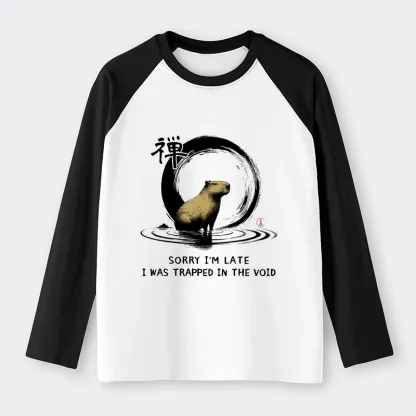 Tokyo-Tiger Zen Capybara Was Trapped In The Void Raglan Long Sleeve T-shirt