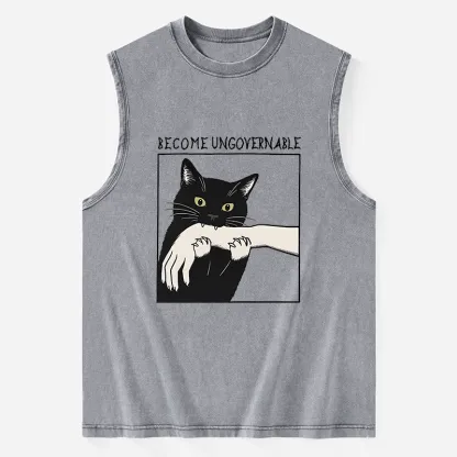 Tokyo-Tiger Black Cat Biting Washed Tank