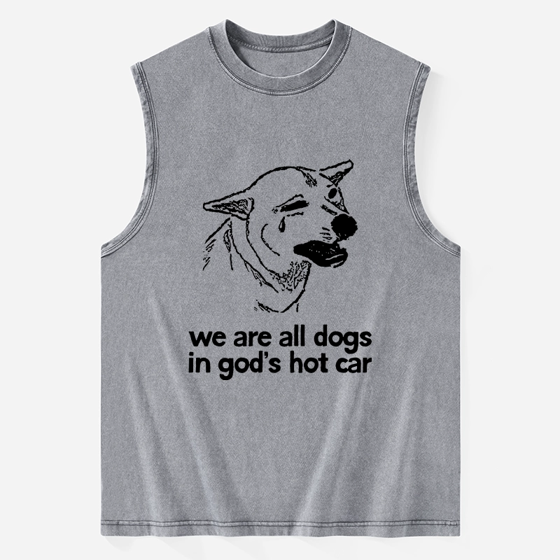 Tokyo-Tiger Sad Dog Funny Washed Tank