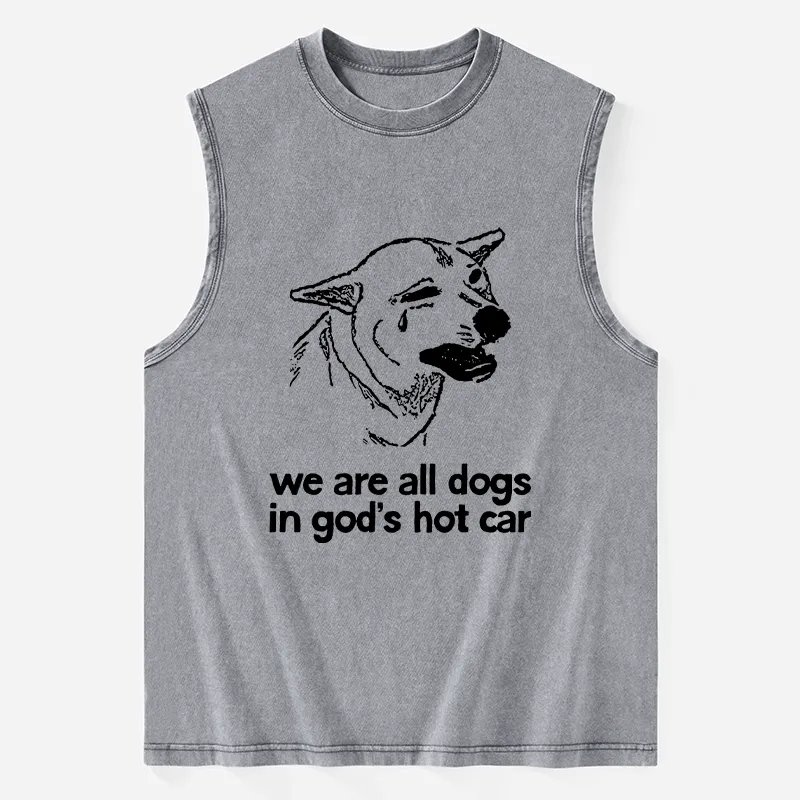 Tokyo-Tiger Sad Dog Funny Washed Tank