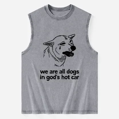 Tokyo-Tiger Sad Dog Funny Washed Tank