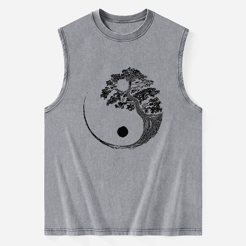 Tokyo-Tiger Yin-Yang Tai Chi Tree Washed Tank