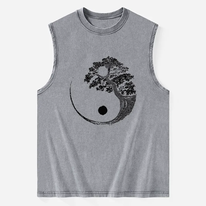 Tokyo-Tiger Yin-Yang Tai Chi Tree Washed Tank