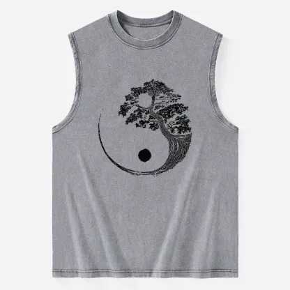 Tokyo-Tiger Yin-Yang Tai Chi Tree Washed Tank