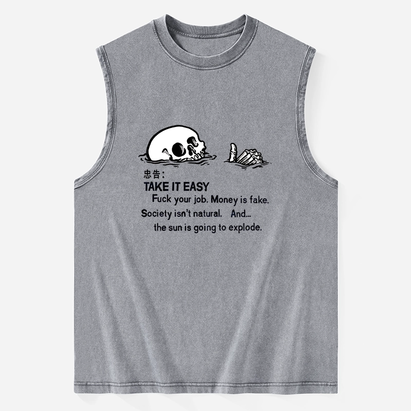 Tokyo-Tiger Skeleton Ridicule Washed Tank