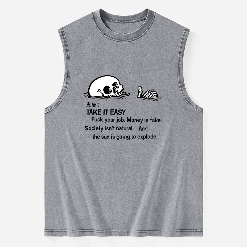 Tokyo-Tiger Skeleton Ridicule Washed Tank