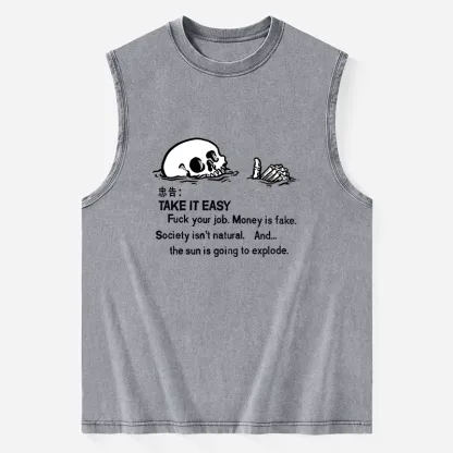 Tokyo-Tiger Skeleton Ridicule Washed Tank