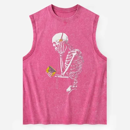 Tokyo-Tiger Skeleton Listening To Music Washed Tank