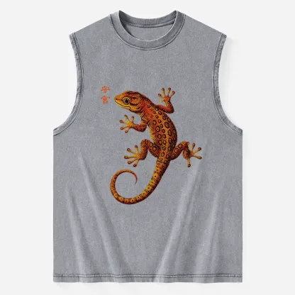 Tokyo-Tiger Retro Gecko Funny Washed Tank
