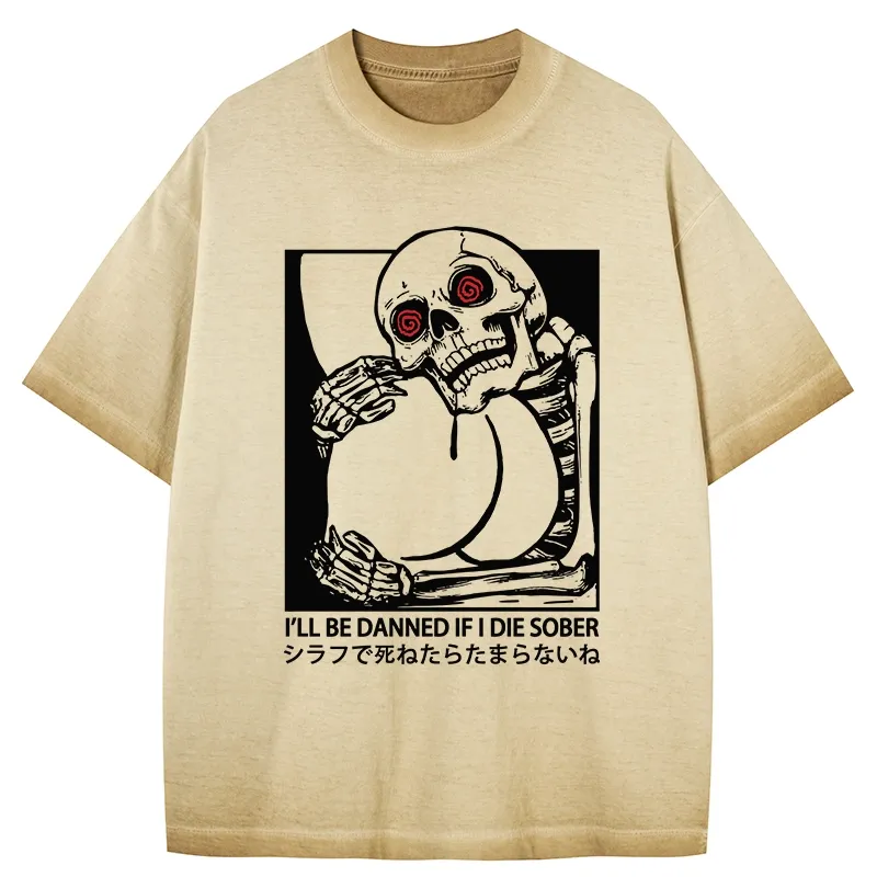 Tokyo-Tiger I'll Be Danned If I Die Sober Gradient Washed T-Shirt