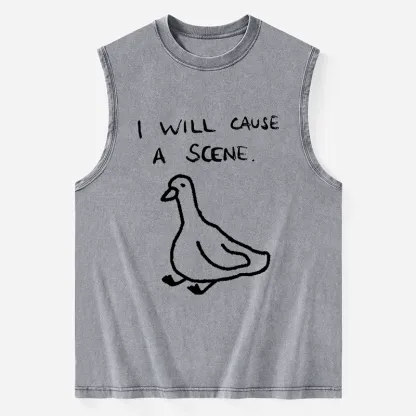 Tokyo-Tiger Stupid Goose Funny Japan Retro Washed Tank