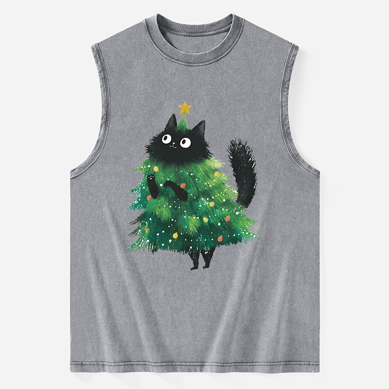 Tokyo-Tiger Christmas Tree Cat Japan Washed Tank