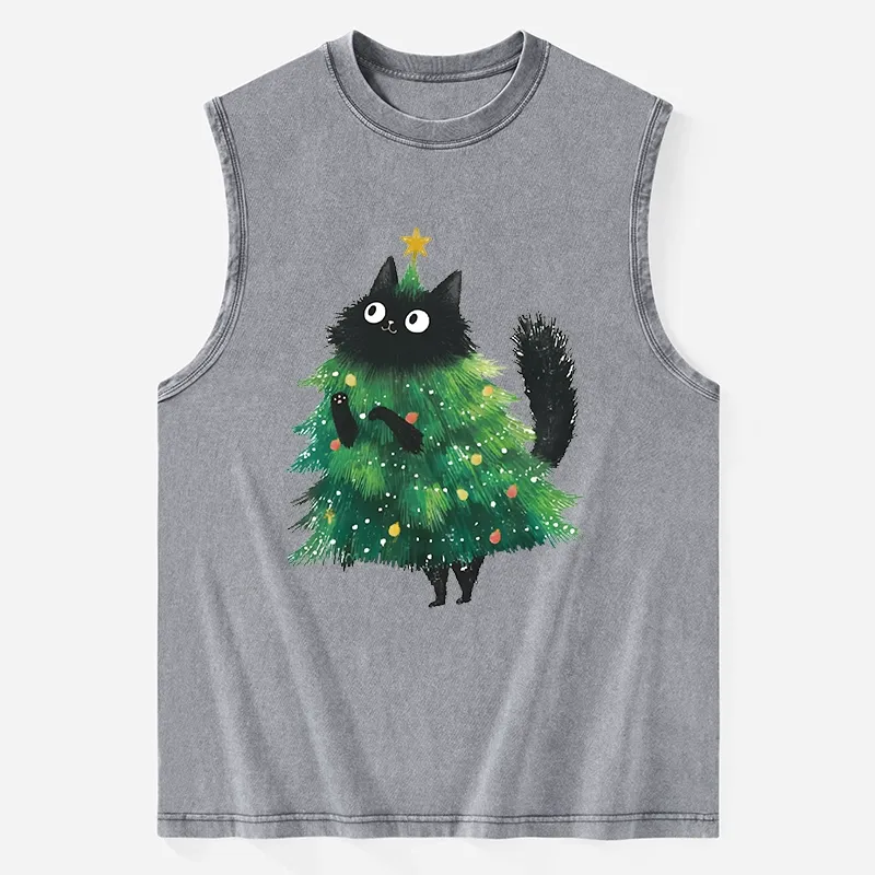 Tokyo-Tiger Christmas Tree Cat Japan Washed Tank