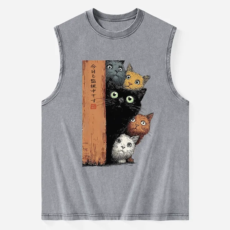 Tokyo-Tiger Five Cats Are Watching You Washed Tank