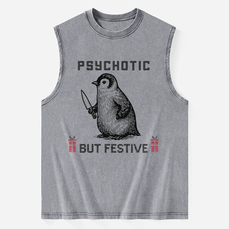 Tokyo-Tiger Overstimulated but Festive Christmas Washed Tank