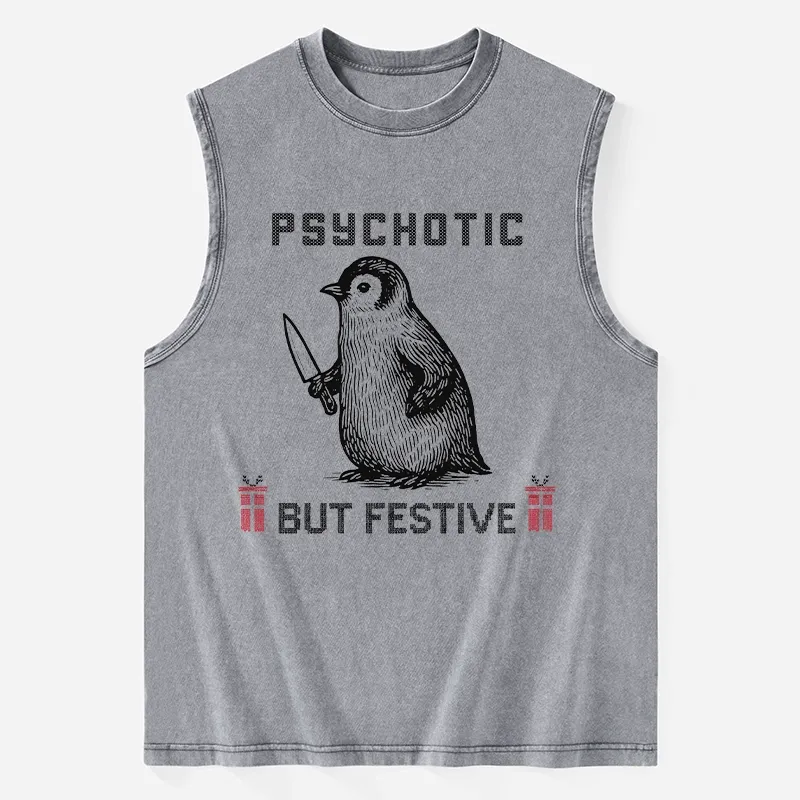 Tokyo-Tiger Overstimulated but Festive Christmas Washed Tank