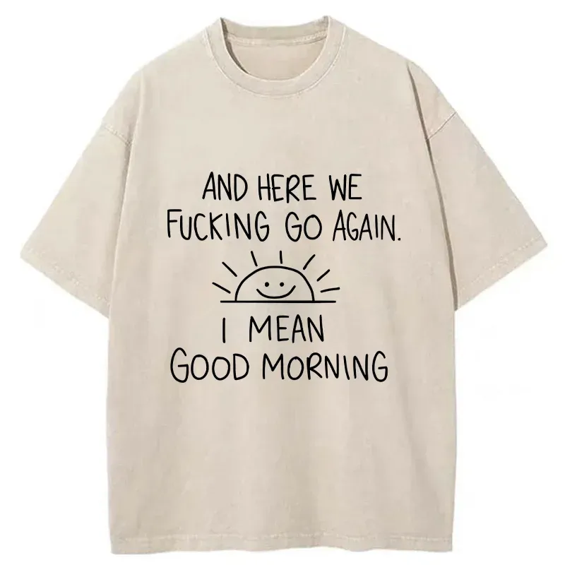 Tokyo-Tiger Different Meanings Of "Good Morning" Washed T-Shirt