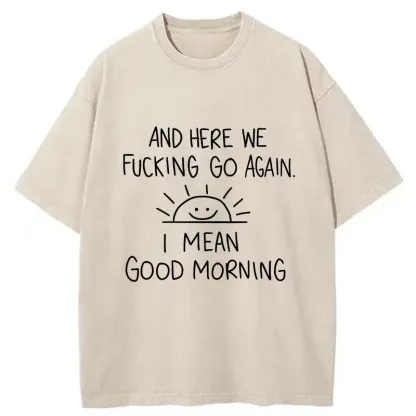 Tokyo-Tiger Different Meanings Of "Good Morning" Washed T-Shirt