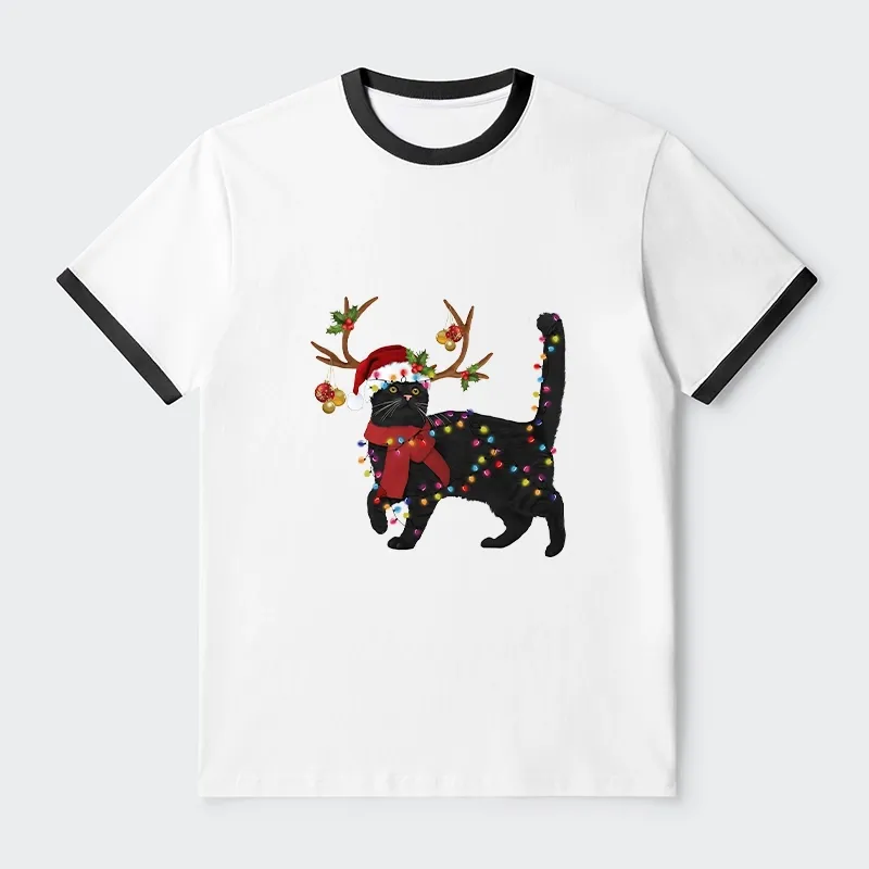 Tokyo-Tiger Christmas Black Cat Trim T-Shirt