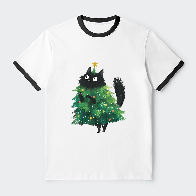 Tokyo-Tiger Christmas Tree Cat Japan Trim T-Shirt
