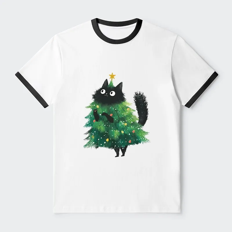 Tokyo-Tiger Christmas Tree Cat Japan Trim T-Shirt