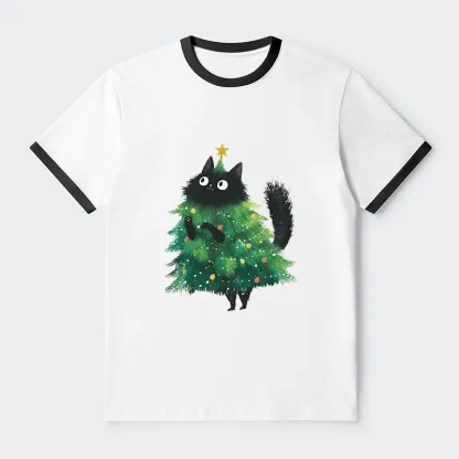 Tokyo-Tiger Christmas Tree Cat Japan Trim T-Shirt