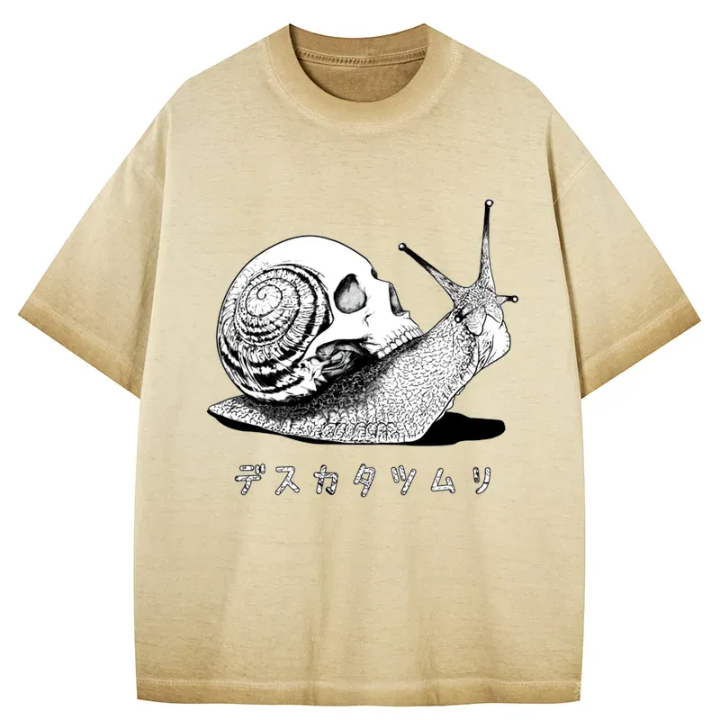 Tokyo-Tiger Death Snail Manga Gradient Washed T-Shirt