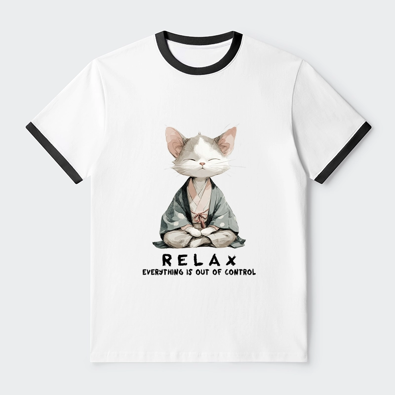 Tokyo-Tiger Zen Cat Relaxation，Everything's Out Of Control Trim T-Shirt