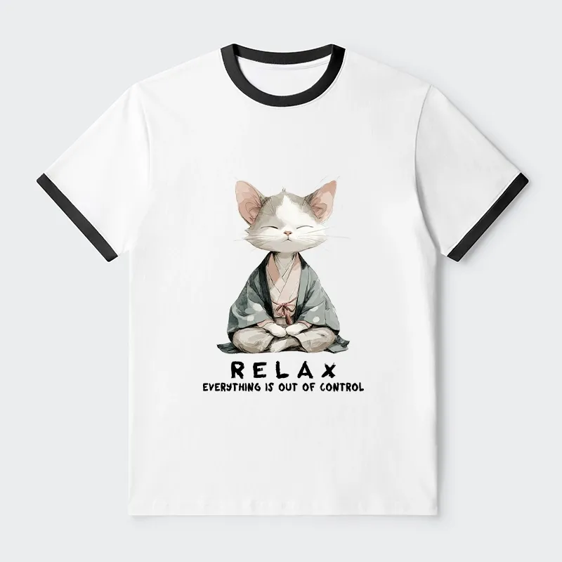Tokyo-Tiger Zen Cat Relaxation，Everything's Out Of Control Trim T-Shirt