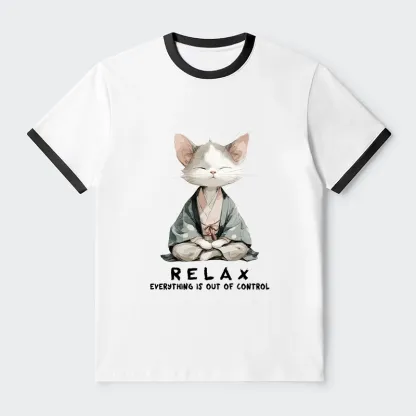 Tokyo-Tiger Zen Cat Relaxation，Everything's Out Of Control Trim T-Shirt