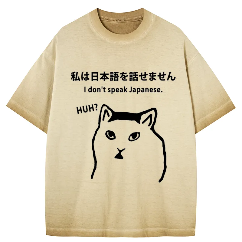 Tokyo-Tiger I Don't Speak Japanese Gradient Washed T-Shirt