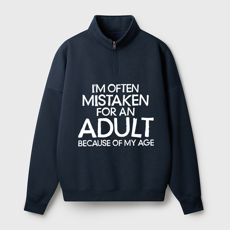 Tokyo-Tiger Old In Age But Young At Heart Half Zip Fleece Sweatshirt