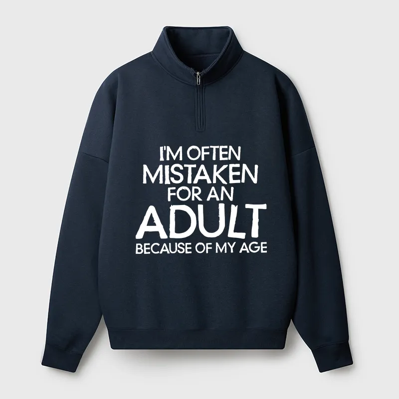 Tokyo-Tiger Old In Age But Young At Heart Half Zip Fleece Sweatshirt