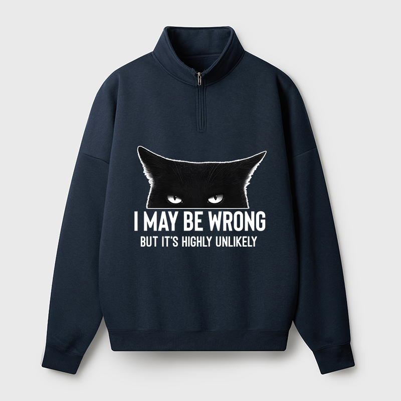 Tokyo-Tiger Cat Can Do No Wrong Half Zip Fleece Sweatshirt