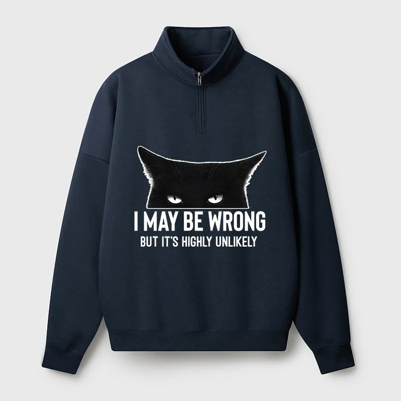 Tokyo-Tiger Cat Can Do No Wrong Half Zip Fleece Sweatshirt