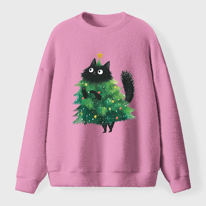 Tokyo-Tiger Christmas Tree Cat Japan Fuzzy Sweatshirt
