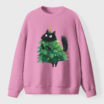 Tokyo-Tiger Christmas Tree Cat Japan Fuzzy Sweatshirt