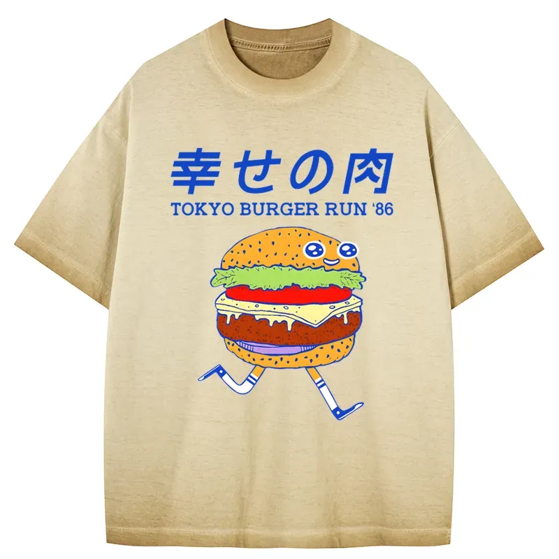 Tokyo-Tiger Tokyo Burger Run Japanese Gradient Washed T-Shirt
