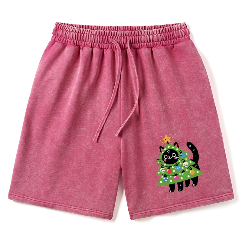 Tokyo-Tiger Christmas Tree Cat Washed Shorts