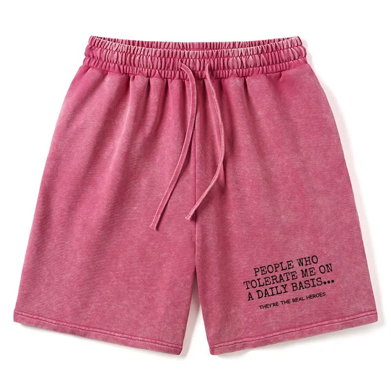 Tokyo-Tiger Anyone Who Puts Up With Me Is A Hero Washed Shorts