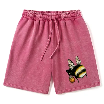 Tokyo-Tiger Cute Catbee Butt Washed Shorts