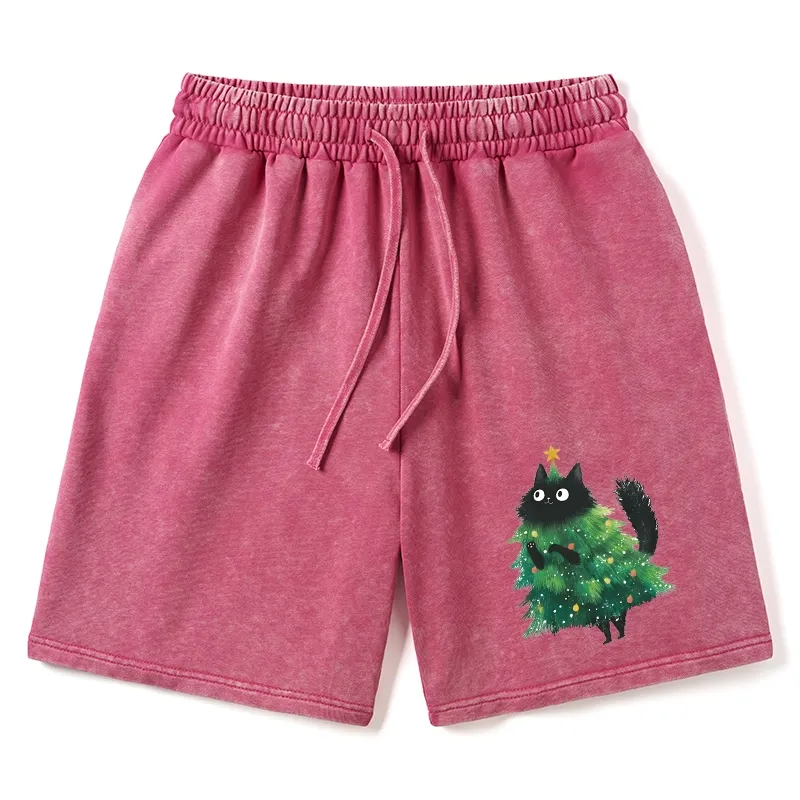 Tokyo-Tiger Christmas Tree Cat Japan Washed Shorts