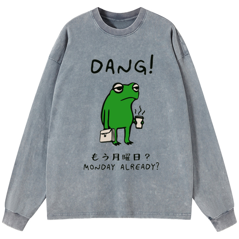 Tokyo-Tiger Is It Already Monday Washed Long Sleeve T-Shirt Sale