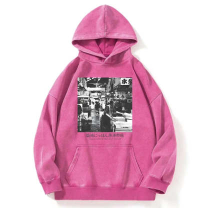 Tokyo-Tiger Tsukiji Fish Market Photo Washed Hoodie