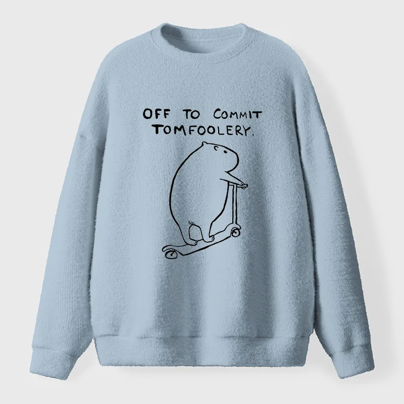 Tokyo-Tiger Capybara Is Ready To Do Something Bad Fuzzy Sweatshirt